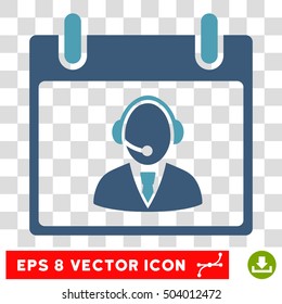 Vector Reception Operator Calendar Day EPS vector pictograph. Illustration style is flat iconic bicolor cyan and blue symbol on a transparent background.