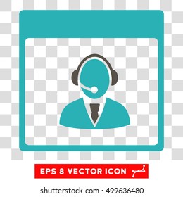 Vector Reception Operator Calendar Page EPS vector pictograph. Illustration style is flat iconic bicolor grey and cyan symbol on a transparent background.