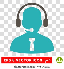 Vector Reception Operator EPS vector pictograph. Illustration style is flat iconic bicolor grey and cyan symbol on a transparent background.