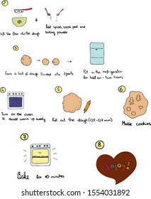 Vector recipe gingerbread cookie instruction stages part 2 christmas mood illustration cartoon homemade food