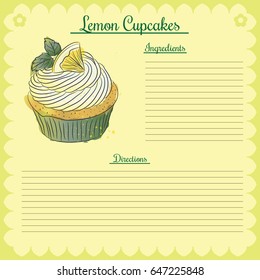 Vector recipe. Lemon cupcake