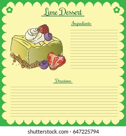 Vector recipe. Lime cupcake