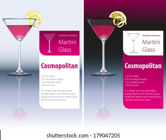 Vector recipe for Popular Cocktail Cosmopolitan