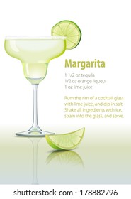 Vector recipe for Popular Cocktail Margarita