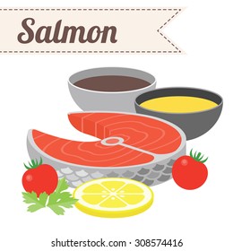 Vector Recipe Raw Salmon