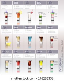 Vector Recipes for Popular Party Shots and Shooters - Cocktails