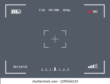 Vector record frame template for camera isolated on transparent background. Viewfinder template. Screen photography frame for video, snapshot photography, focusing screen. Cinematic view. 10 eps