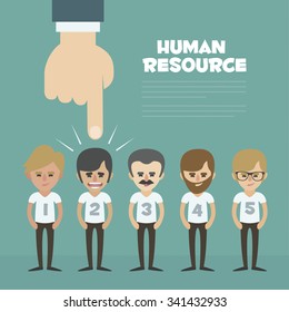 Vector Recruitment concept, human resources concept - hand holding man icon
