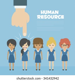 Vector Recruitment concept, human resources concept - hand holding man icon
