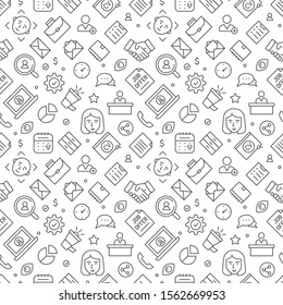 Vector Recruitment seamless pattern with thin line icons of people partner, job offer. Hiring background for website.