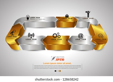 Vector rectangle business concepts with  icons / can use for info-graphic / loop business report or plan / modern template / education template / business brochure /  system diagram