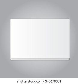 Vector rectangle format A4 white paper with shadow on grey background. Empty sheets of paper template landscape orientation. Realistic sheets, posters, banners, backgrounds, blanks, picture frames.