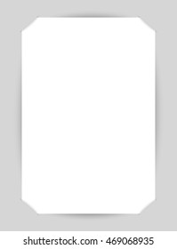 Vector rectangle format A4 white paper with shadow on grey background. Empty sheet of paper template portrait orientation. Realistic one sheet, poster, banner, background, blank, photo, frame.