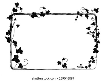 vector rectangle frame with branch of ivy