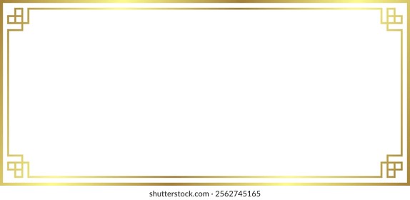 vector rectangle frame chinese ornament golden. asian new year festival background banner