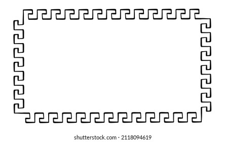 vector rectangle frame with meander pattern. Greek key decorative border, constructed from continuous lines, shaped into a repeated motif.