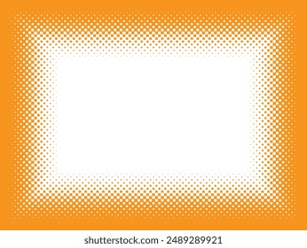 Vector rectangle frame orange square halftone gradient. Comics effect. Isolated on white background