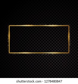 Vector rectangle frame. Shining banner. Isolated on black transparent background. Vector illustration