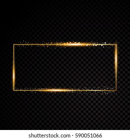 Vector rectangle frame. Shining banner. Isolated on black transparent background. Vector illustration