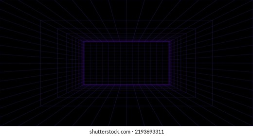 Vector Rectangle with Grid Texture. Abstract Futuristic 3d Concept. Metaverse Illustration