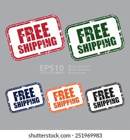 Vector : Rectangle Grunge Style free Shipping Icon, Label, Sticker or Rubber Stamp 