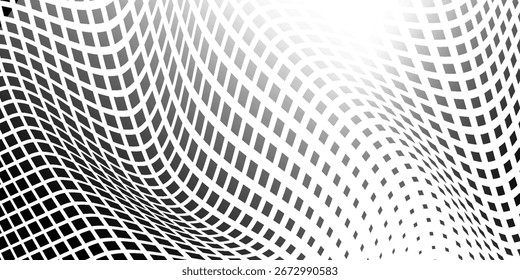 Vector rectangle halftone gradient texture. Vanishing polka dot modern