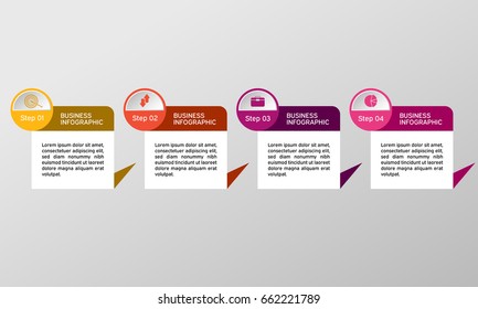 Vector rectangle infographic with icons. Business diagrams, presentations and charts. Background.