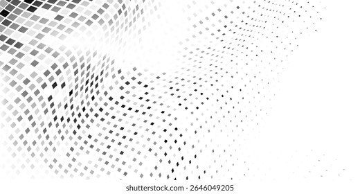 Vector rectangle mesh dot halftone gradient texture. Vanishing polka dot background illustration simple art