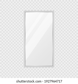 Vector rectangle shiny glass frame isolated on transparent background. Vector illustration