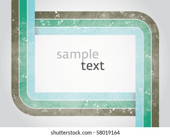 Vector rectangle for text, three color line as frame with grunge effect