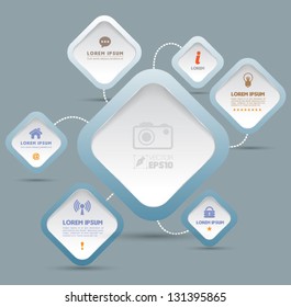 Vector rectangles with business icons   / can use for info-graphic / loop business report or plan / modern template / education template / business brochure /  system diagram