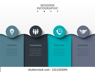 Vector rectangles with circles. Presentation template with 4 options or steps. Infographic design.