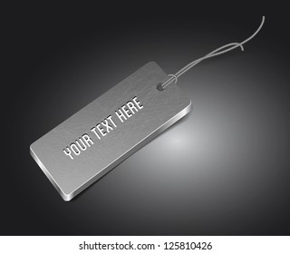 Vector rectangular 3d scratched aluminum gray web tag / label