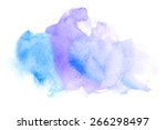 Vector rectangular blue watercolor drop. Abstract art hand paint isolated on white background. Watercolor stains. Watercolor banner 