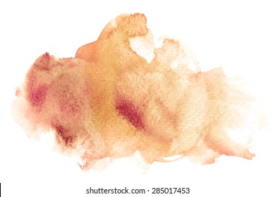 Vector rectangular brown watercolor drop. Abstract art hand paint isolated on white background. Watercolor stains. 