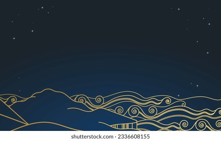 Vector rectangular card design with landscape