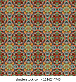 Vector rectangular design for your business. Creative geometric seamless pattern. Blue, brown and orange polygonal illustration consisting of rectangles.