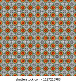 Vector rectangular design for your business. Creative geometric seamless pattern. Orange, gray and brown polygonal illustration consisting of rectangles.