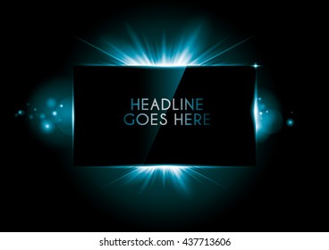 Vector of rectangular frame with luminous rays