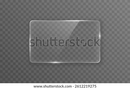 Vector rectangular glass png. Window or glass surface on isolated transparent background.