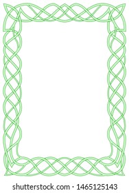 Vector rectangular green celtic frame.