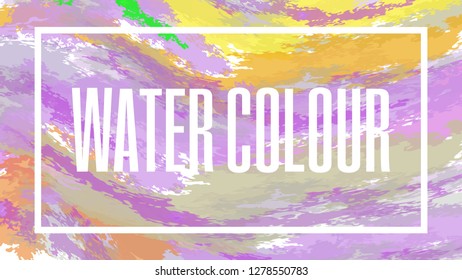 Vector rectangular many colour watercolour drop. Abstract art hand paint isolated. Watercolor stains. Water color banner for background, backdrop,website