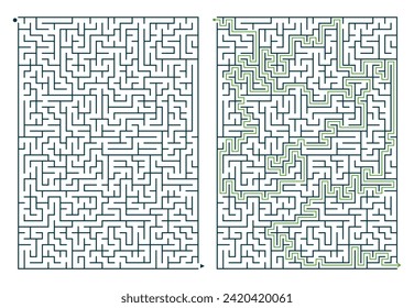 Vector Rectangular maze game with a solution