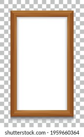 Vector rectangular realistic wooden blank photo frame.