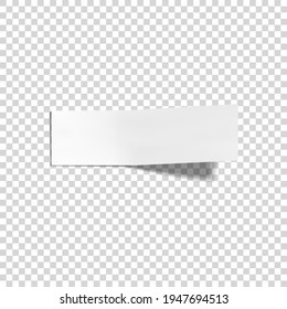 Vector Rectangular Shaped Adhesive Paper, Blank White Template Isolated on Light Transparent Background.