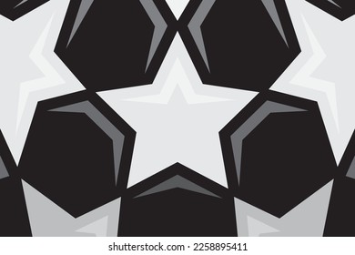 Vector de fondo deportivo rectangular de bola de fútbol negro con estrellas grises. Ilustración de fútbol.