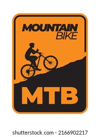 Vector Rectangular Sticker Inscription Mountain Bike Stock Vector ...