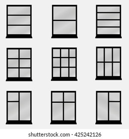 Vector of rectangular window set symbol or icon