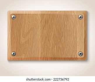 Vector rectangular wooden plate with screws