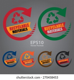 vector : recyclable materials sticker, icon, label, banner, sign 